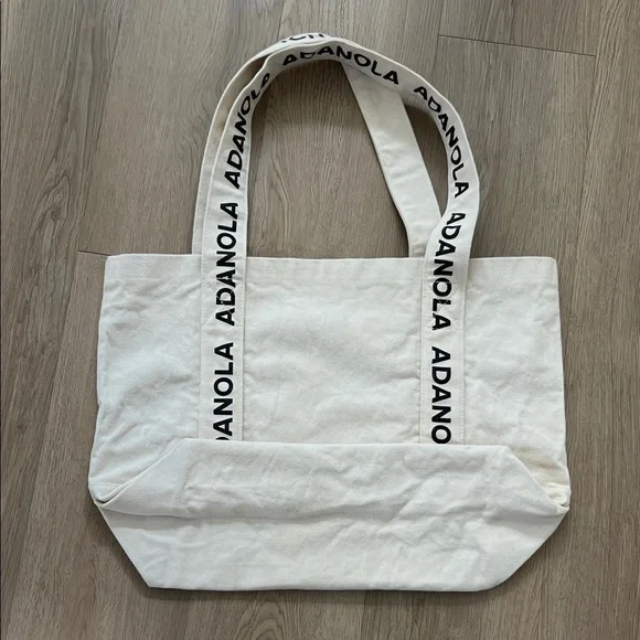 Adanola Off-White Canvas Tote with Black Lettering - Picture 2 of 2